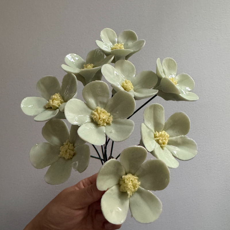 TEMU 9pcs Set Of Blooming Ceramic Artificial Flowers, Never-fading Ceramic Floral Arrangements, Holiday Bouquets, Easter Bouquets. Suitable For