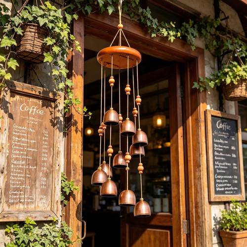all weather wind chime durable metal clock and wooden structure outdoor porch courtyard balcony and indoor home decor