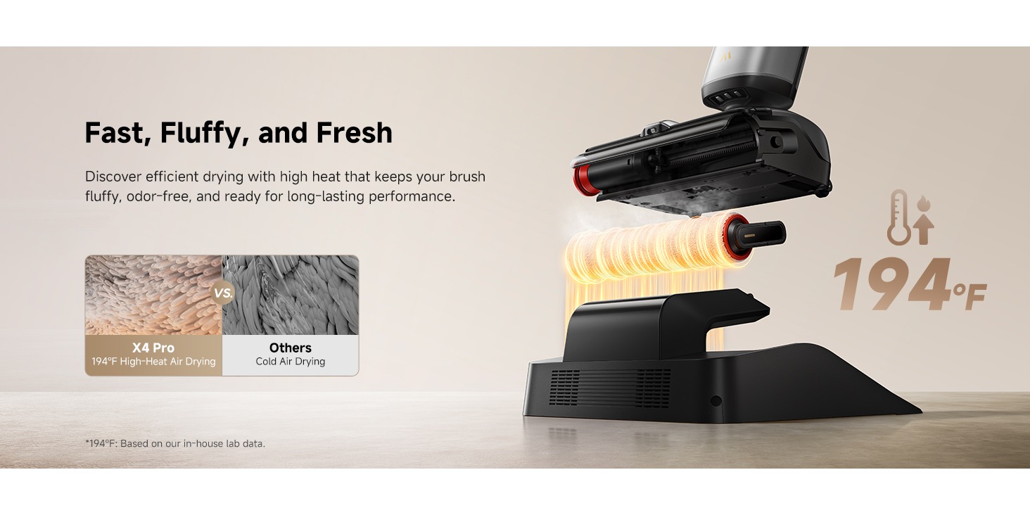 x4 pro plus   cleaning solution smart wet dry vacuum cleaner set 20000pa cordless vacuum mop featuring zero   hot water mopping for tough stains   hot air self drying 180 flat laying push in charging dock led screen Product details 4