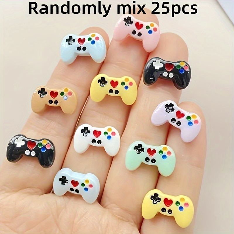 E-shop 25 Stück Mini-Game-Controller Resin-Anhänger - Bunte Flachrücken-DIY-Bastelornamente für Schmuckherstellung, Nageldesign, Scrapbooking-Zubehör