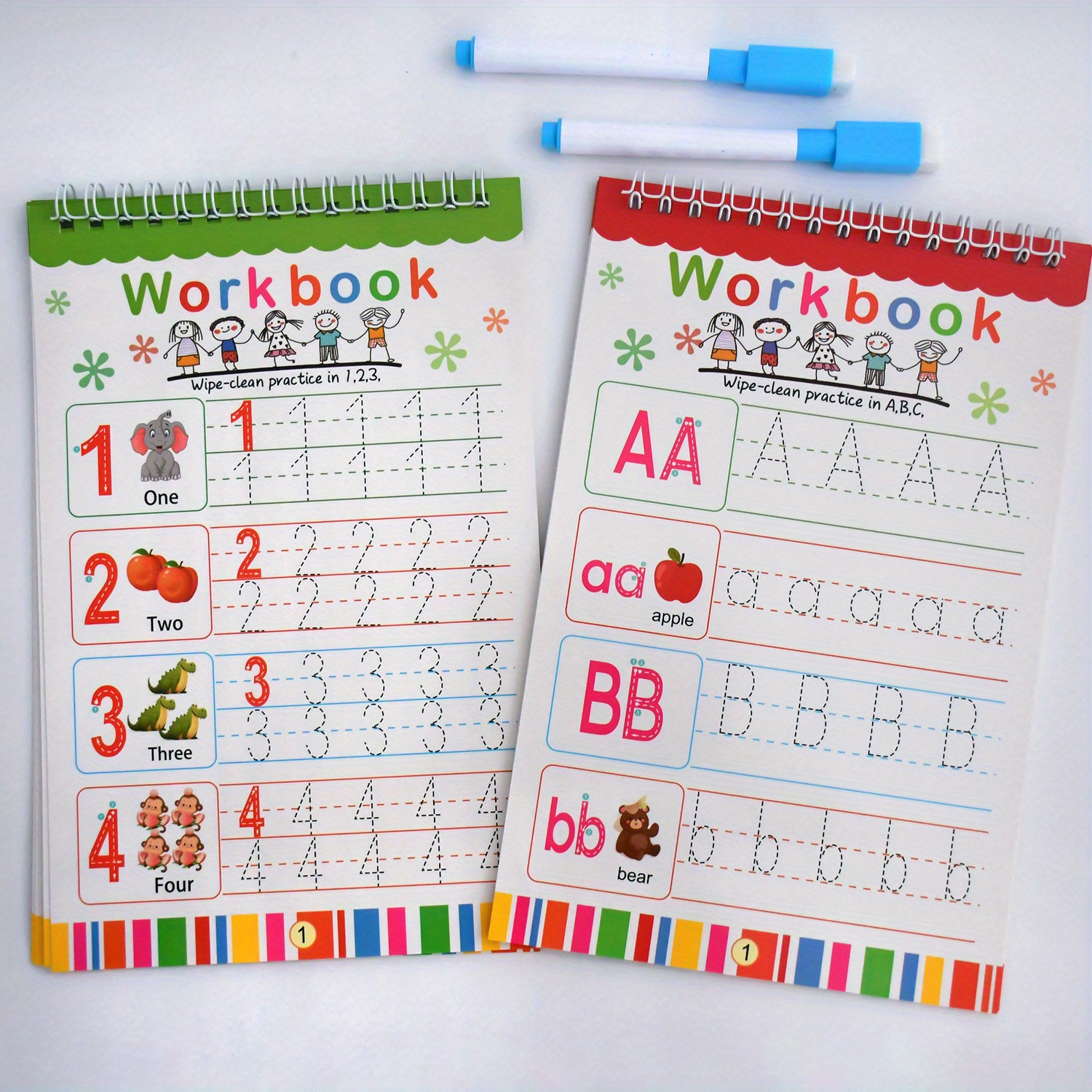 Image of Wipe Clean Alphabet & Number Workbook For Kids | Dry Erase Handwriting Practice | Reusable Tracing Cards Preschool Kindergarten | Laminated Learning Activities Educational Toy Teacher Homes