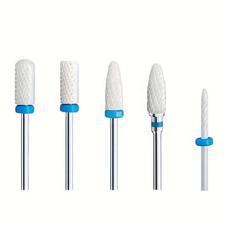 TEMU 1 Set Of 5pcs Ceramic Nail Drill Bits, Suitable For Acrylic And Gel Nails - 3/32" Electric File Bits, Professional Manicure And Nail Art Tools,