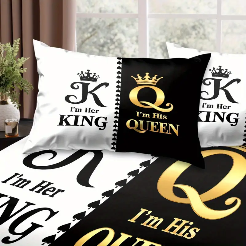 king queen print bedding set 3pcs soft cozy non slip lightweight fitted sheet with elastic corners and matching pillowcases fashion forwad decorations for dorm bedroom apartment hotel idea for christmas birthday gifts Product details 7