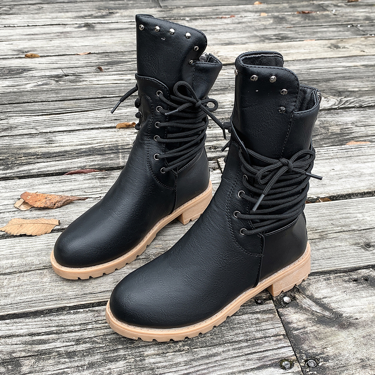 Women's 2025 Winter Low-heeled Shoes With Back Zipper, Women Shoes