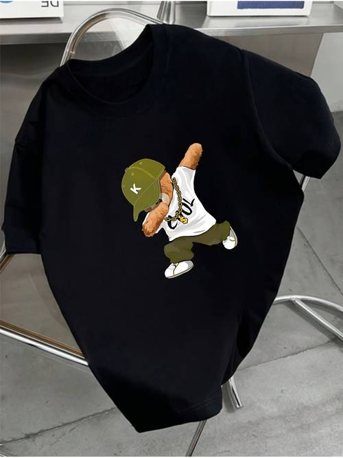 imagen del artículo camiseta de manga corta con diseño de oso para niños, ideal para el verano