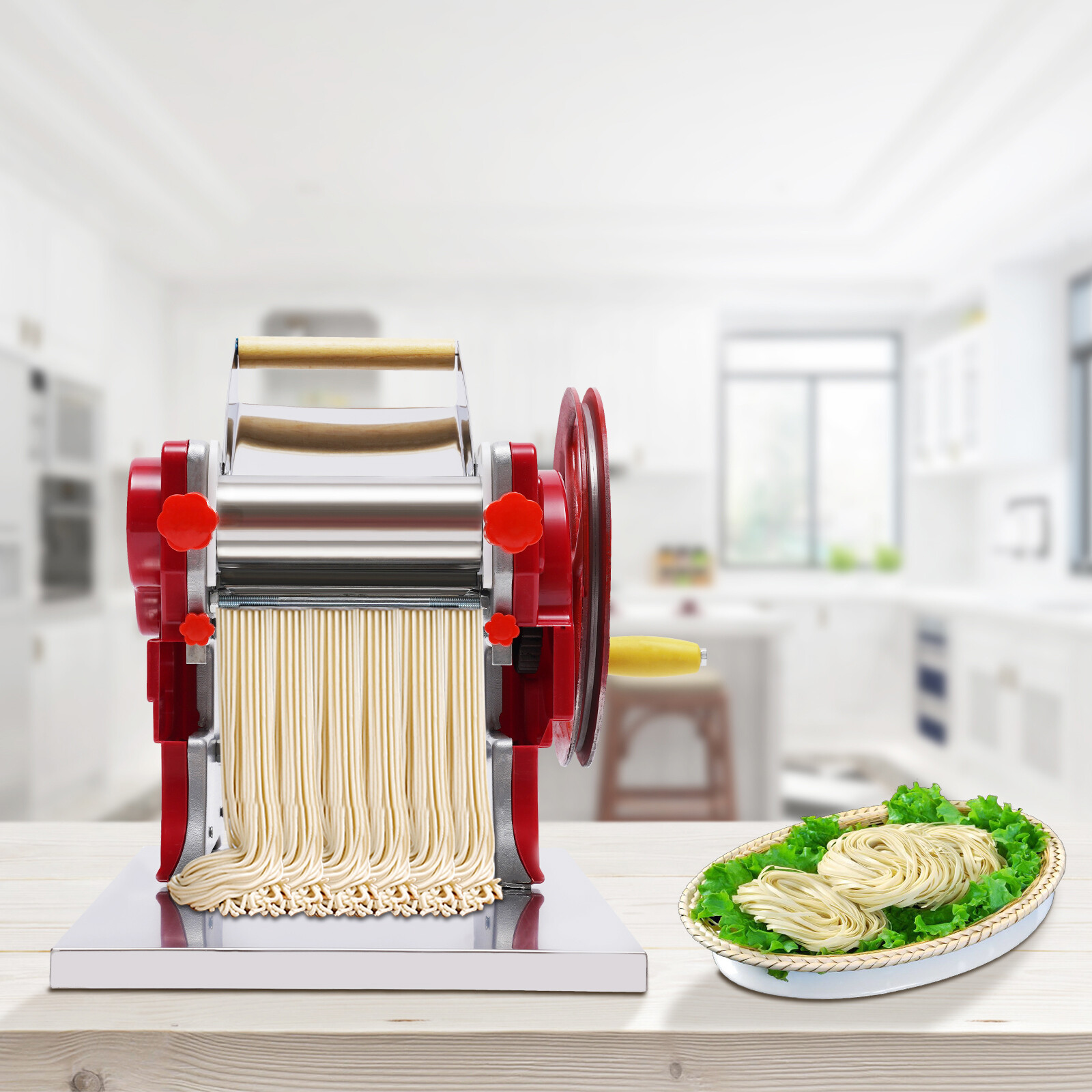 Pasta Maker Machine, Homemade Stainless Steel Manual Roller Pasta Maker With Adjustable Thickness Settings Sturdy Noodles Cutter With Clamp For Spaghetti, , Lasagna Or Dumpling Skins