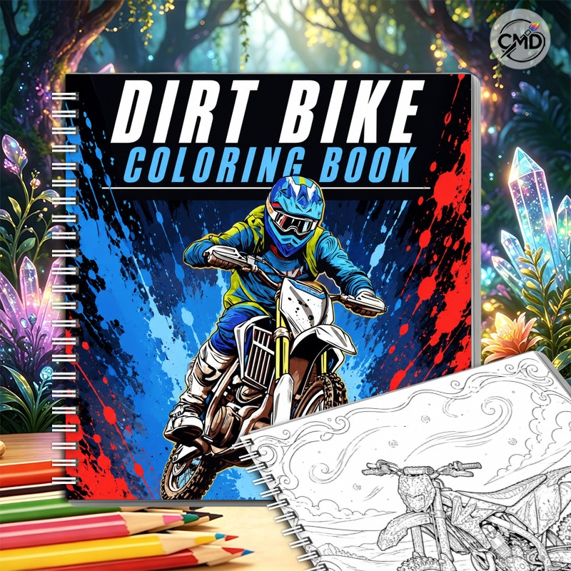TEMU Cmd Dirt Bike Spiral-bound Coloring Book, Stress Relaxing Artwork, Perfect Gift For Birthdays Christmas Halloween Thanksgiving , Great For