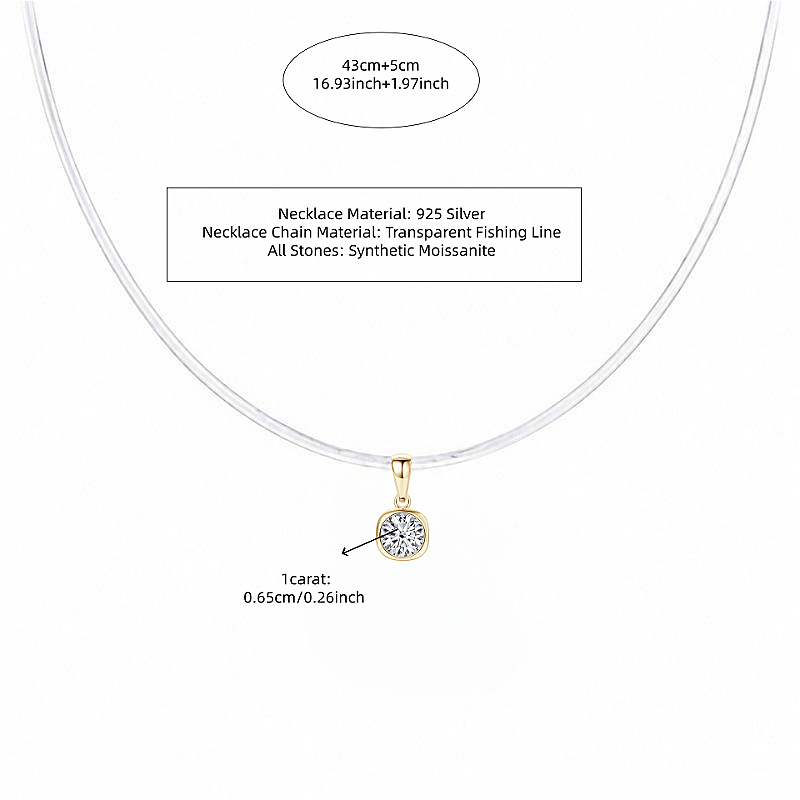 2 Carat Moissanite Invisible Fishing Line Necklace