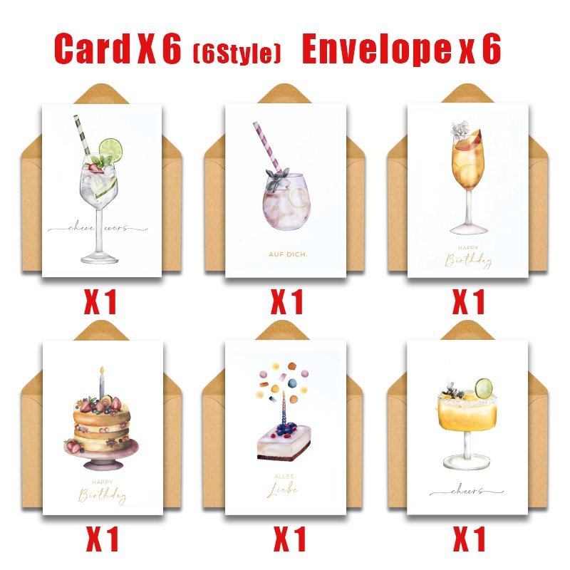 12pcs Fine Watercolor And Cake Happy Birthday Cards With Envelopes, Birthday Blank Notecards Bulk Set For Family, , Colleagues