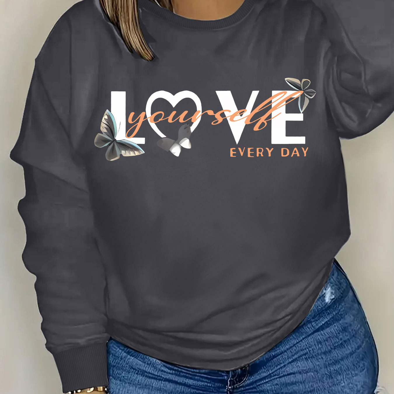 

Printed Women's Sweatshirt, Crew Neck Casual Sweatshirt, Fall/ Winter, Women's