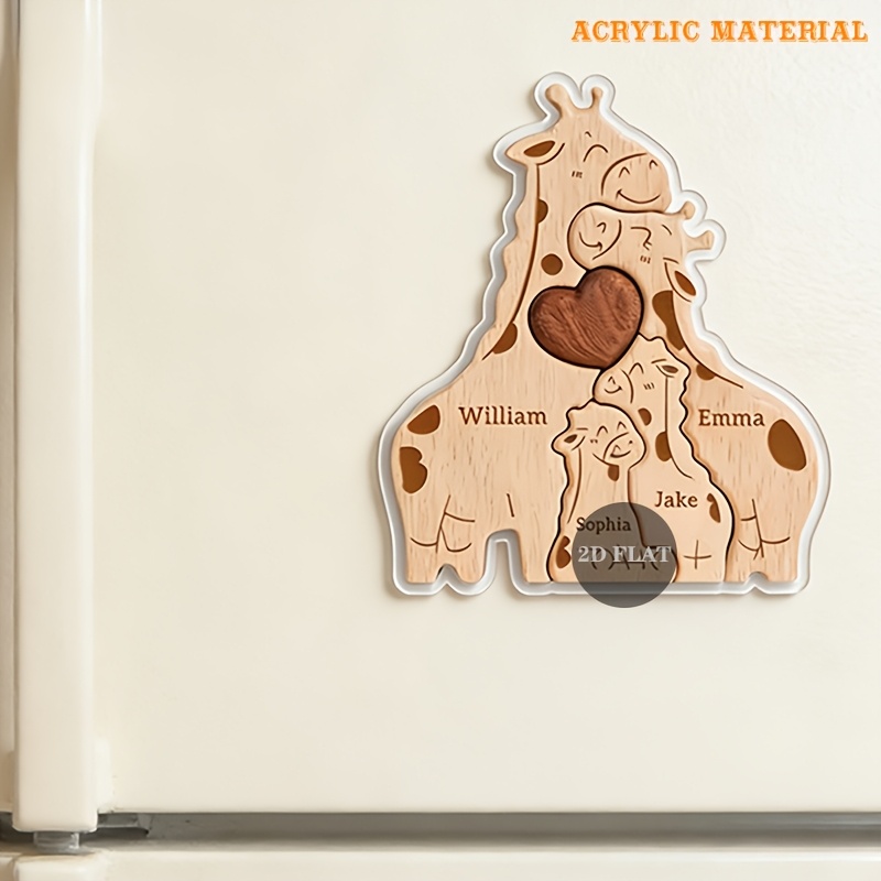 TEMU Personalized Acrylic Fridge Magnet, Cute Giraffe-shaped Refrigerator Sticker Customizable With 2-5 Names, Suitable For Mother's Day, Father's