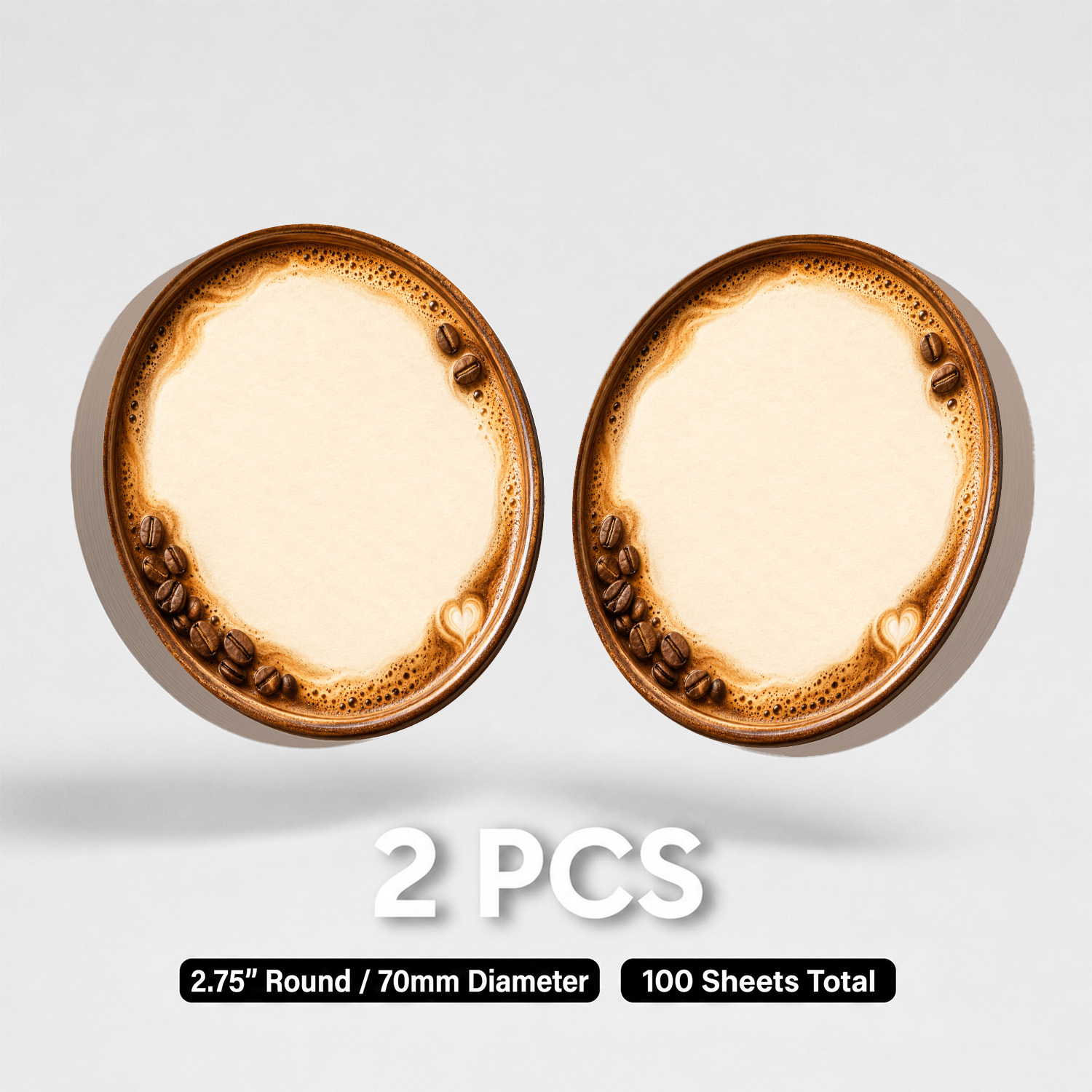 TEMU 2pcs Gonghopress Coffee-themed Sticky Notes Suitable For Writing, Memo Pads With Coffee Bean & Latte Foam Design, 100 Sheets Total (50 Pages),