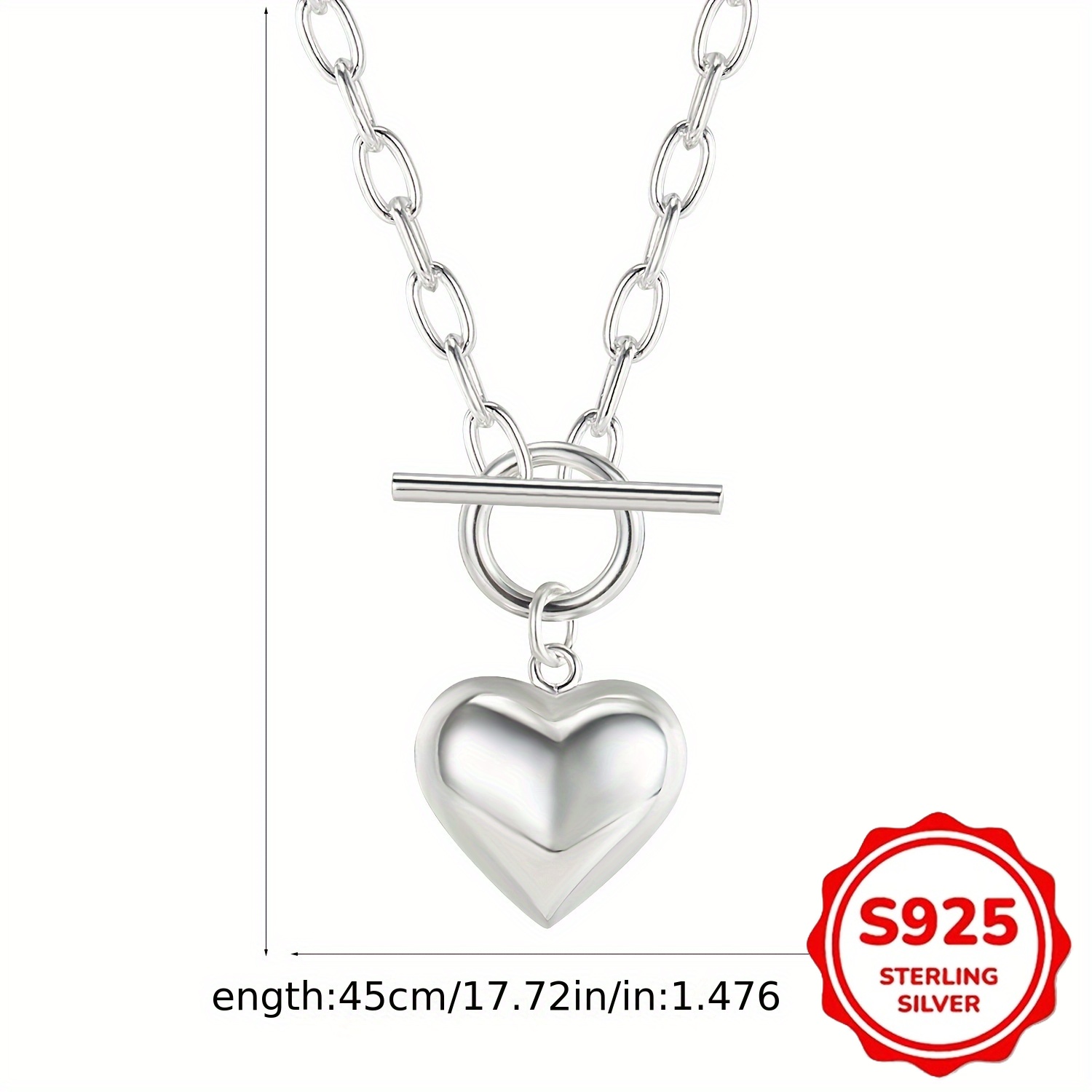 Heart 925 Sterling Silver Necklace for Women — Timeless Retro Design