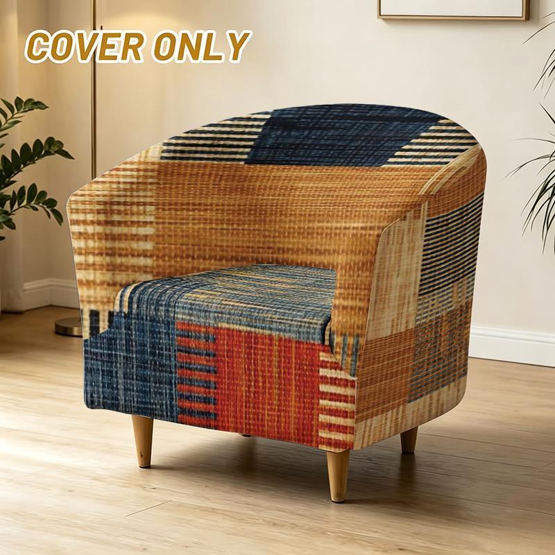 TEMU Boho Rustic Printed Pattern Single Sofa Cover Accent Chair Cover High Elasticity Stretch Durable Thanksgiving For Tub Chair, Living Room Bedroom