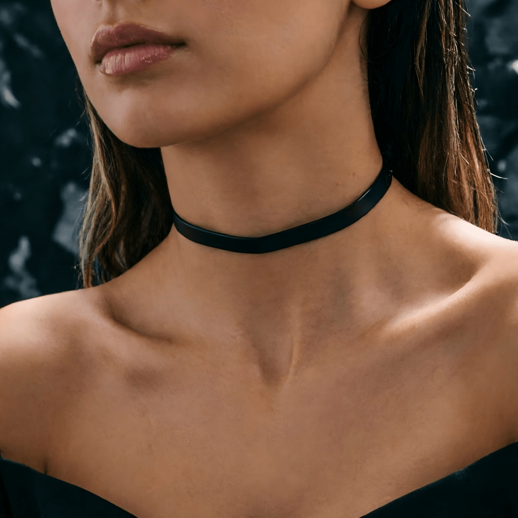 1pc Women's Dark Style Faux Leather Choker Neck Chain Daily Party Wear