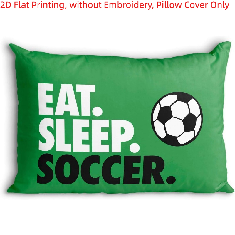 TEMU 1pc, 2d Flat Printing, Soccer - Themed Throw Pillow Case, Soccer , Single-sided Printing, Without Embroidery, Pillow Inserts Not Included, 2d