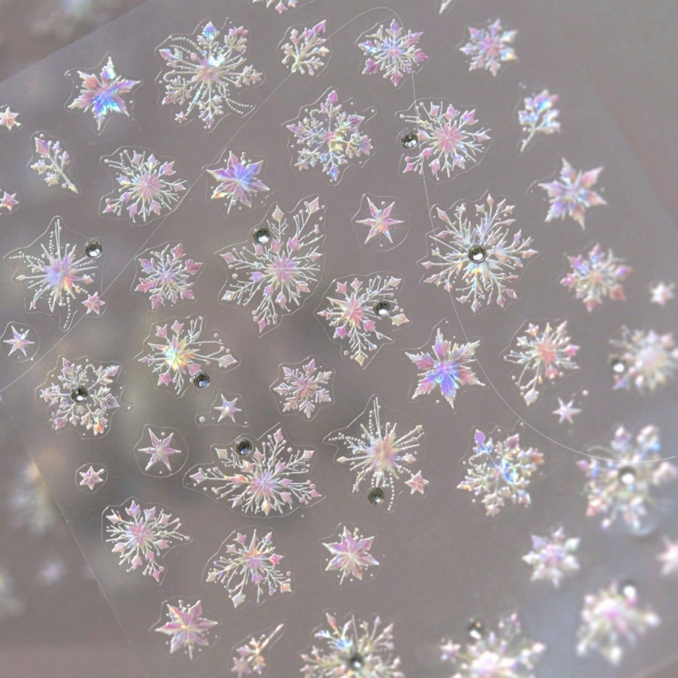 Image of 1pc Snowflake Star 5d Nail Stickers Metallic Pink Winter Christmas Decals With Rhinestone Accents For Elegant Manicure