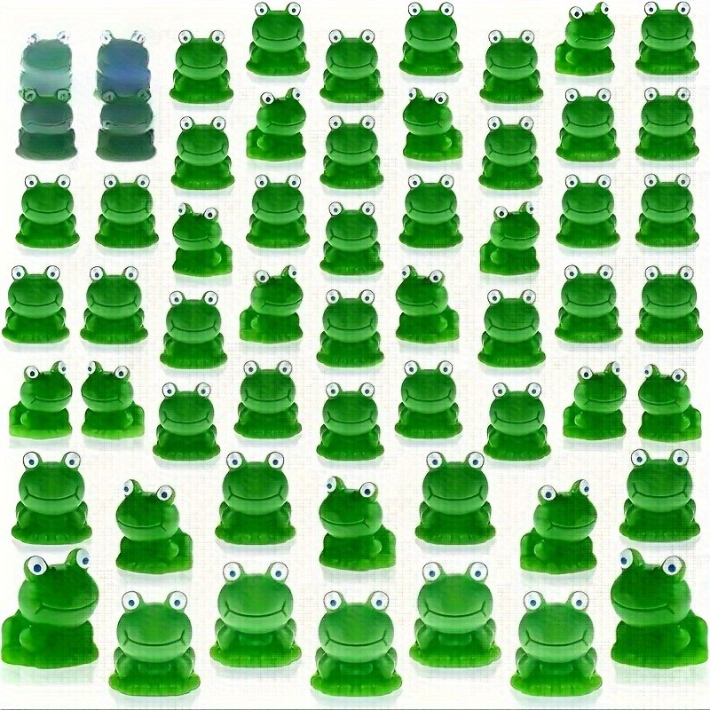 Image of Set Of 30 Miniature Frog Sculptures - Green Resin Figures Featuring , Suitable For Fairy Gardens, Landscapes, Bookshelves, , Workplaces, Or Coffee Shops | Great For Christmas Gifts