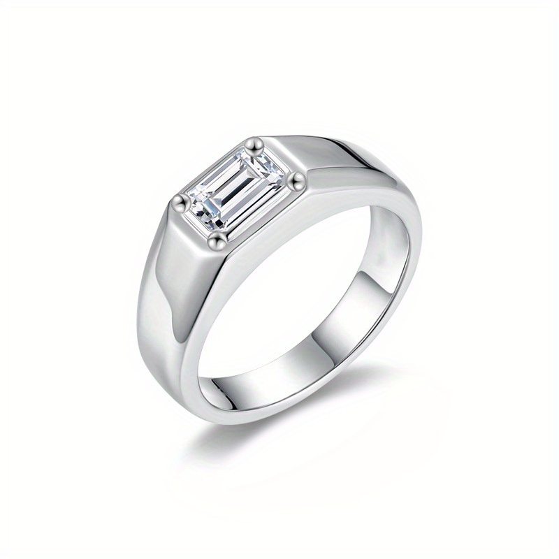 TEMU Anello regolabile in S925 con Moissanite rettangolare 5mm*7mm da 1 , stile , elegante e raffinato, per uso , di matrimonio, appuntamenti, feste,