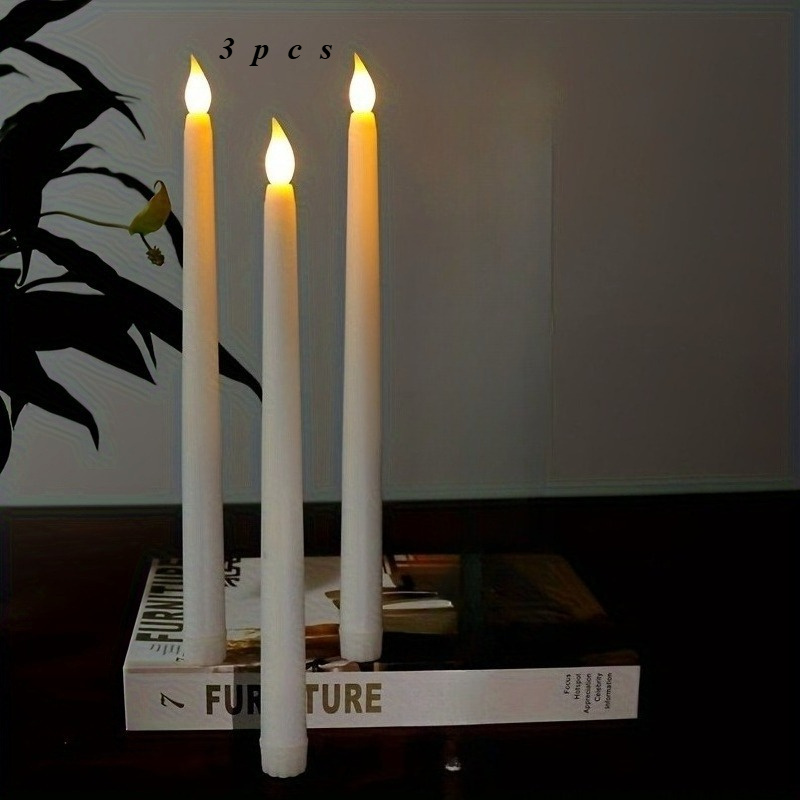 E-shop 3er-Pack LED Flackerkerzen - Batteriebetriebene flammenlose Flackerkerzen mit warmweißem Licht, langlebiges Kunststoffmaterial, geeignet für
