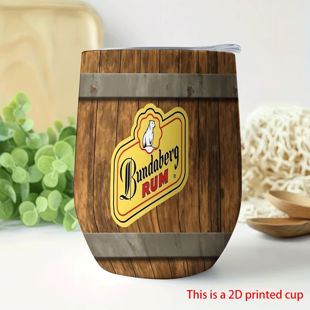 TEMU 1pc 12oz Bundaberg Rum Tumbler, Stainless Steel Water Cup With Lid - Double Wall Vacuum Insulated, Reusable Multipurpose Cups For Travel And
