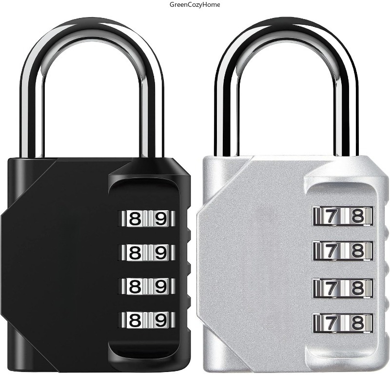 TEMU Lot de 2 cadenas à combinaison pour casier, 4 chiffres, pour extérieur, pour école, salle de sport, sports, clôture, boîte à outils, , mallette,