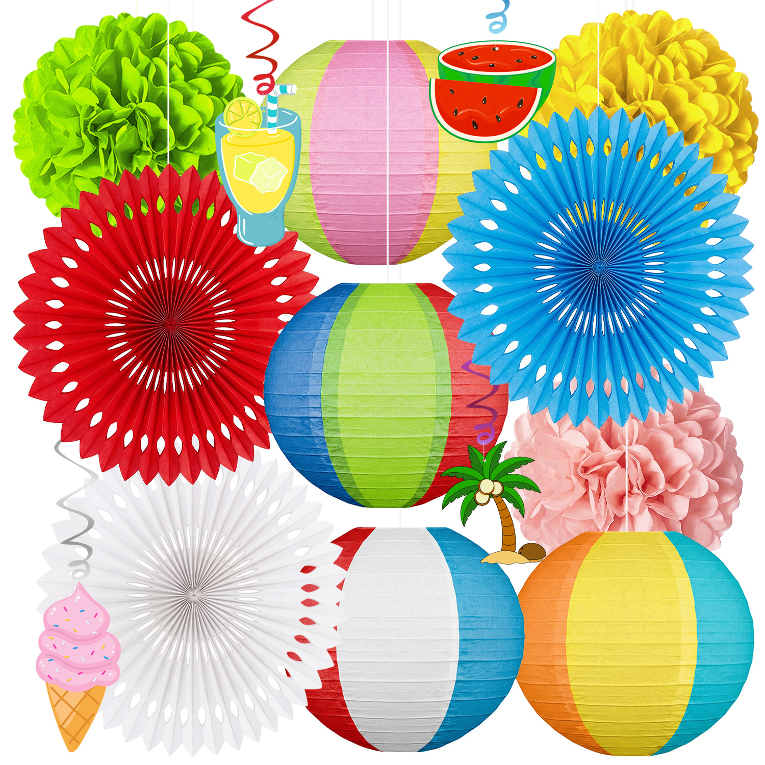 Lot de 30 décorations de fête hawaïennes à suspendre | Décorations de fête Luau | Décorations d'anniversaire tropicales hawaïennes | Décorations Aloha