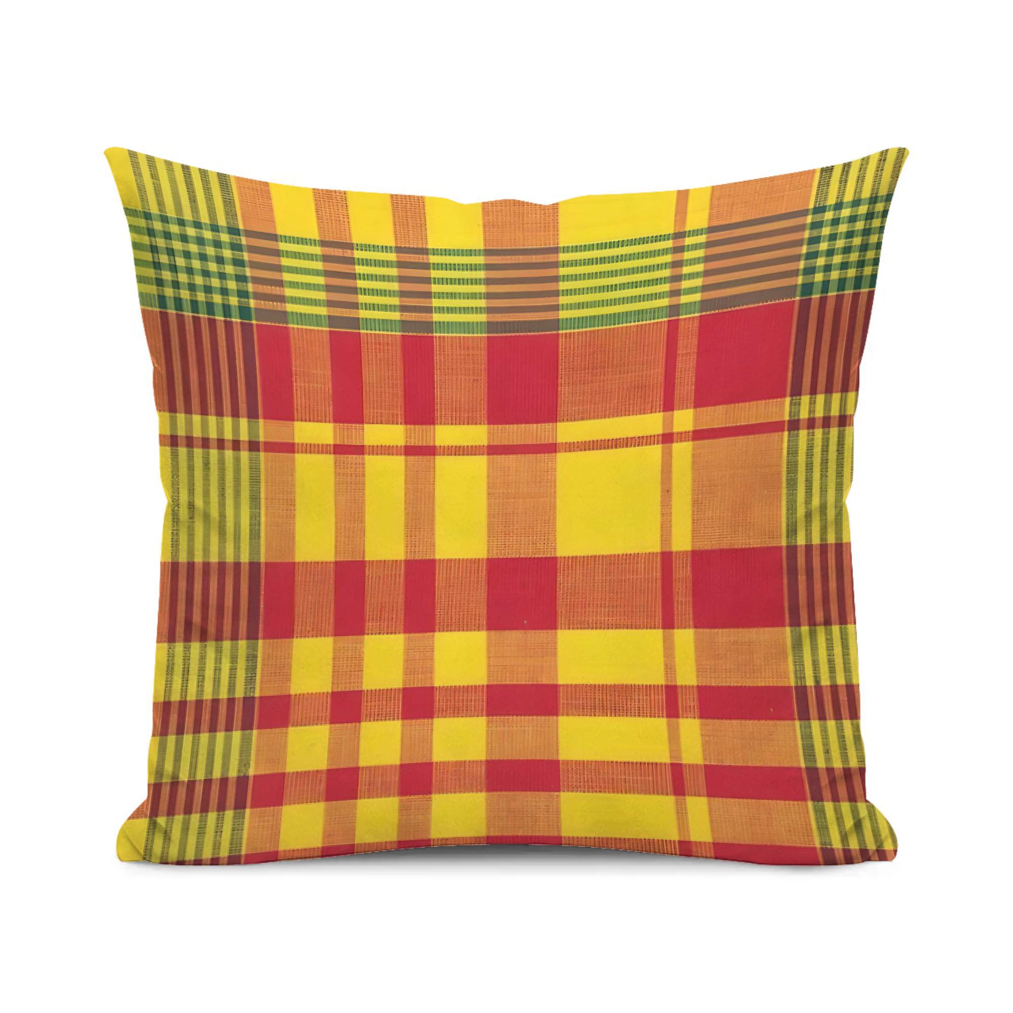 TEMU Housses de coussin colorées jaune Madras, orange et rouge avec coordonnés - Une façon facile de renouveler votre décoration intérieure