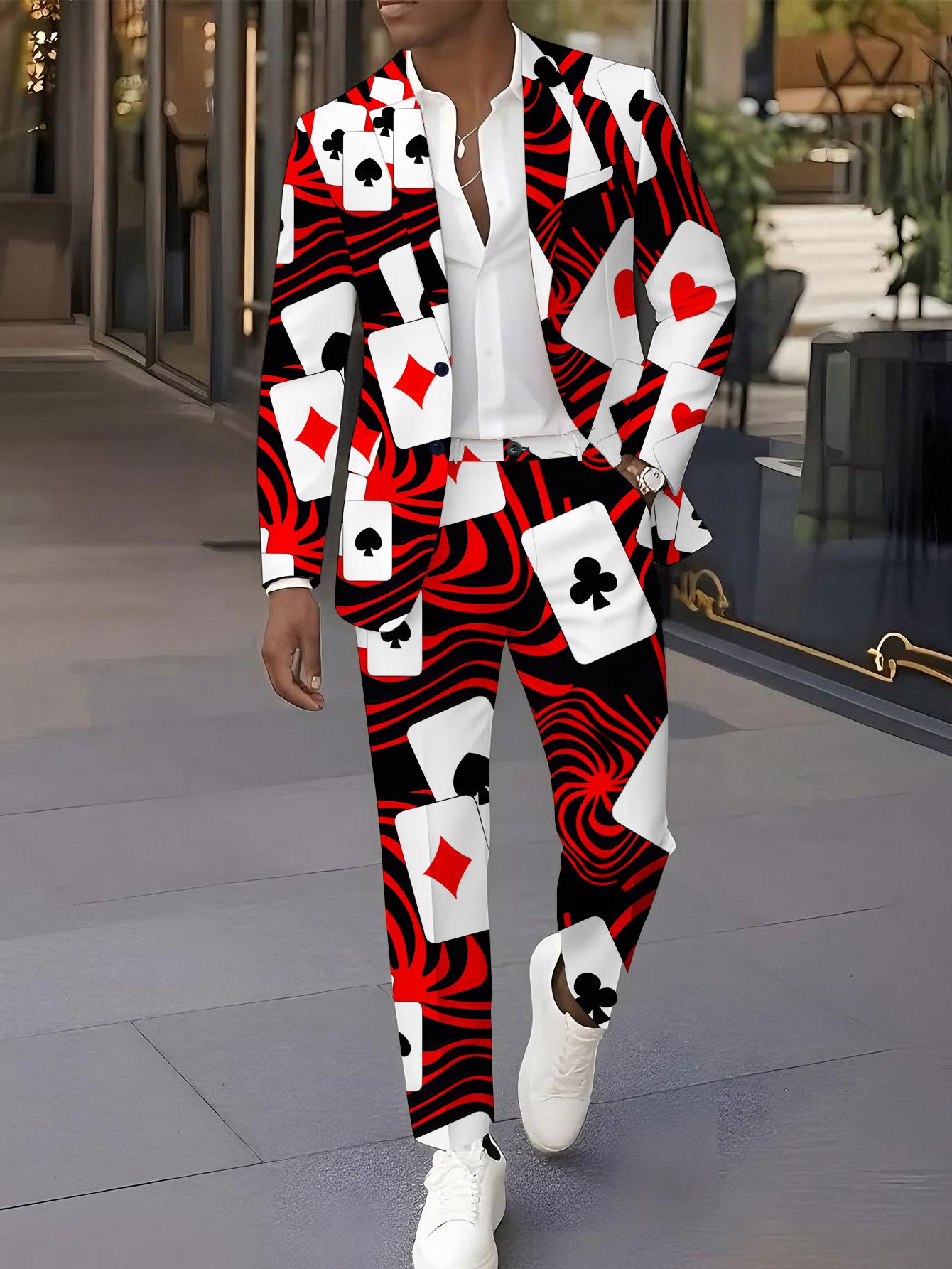 Men S   &   of Spades Suit -   Fit, Long Sleeve, Lapel Collar, Polyester Blend,   Weddings, Parties, and Casual Attire, Casual Attire Suit|  Fit Suit|Polyester Blend Suit