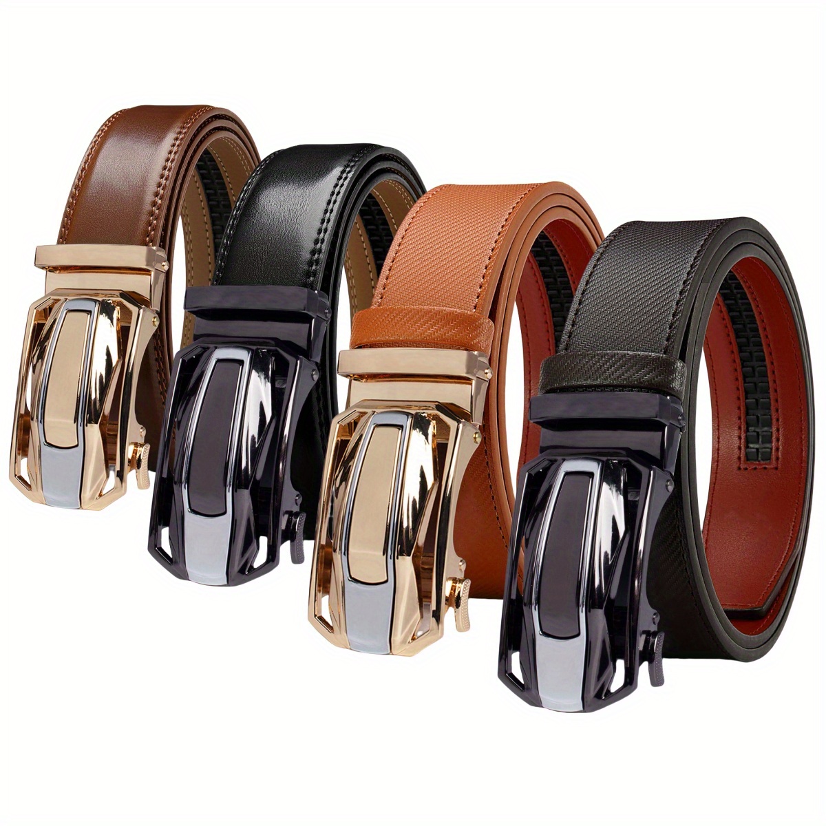4pcs *'s Belt Premium young * Leather Ratchet Belt Dress Belt, Jeans, Suit  Pants, Casual Pants Belt, Combo Set, Suitable for Any Occasion *'s Gift,  New Year's gift