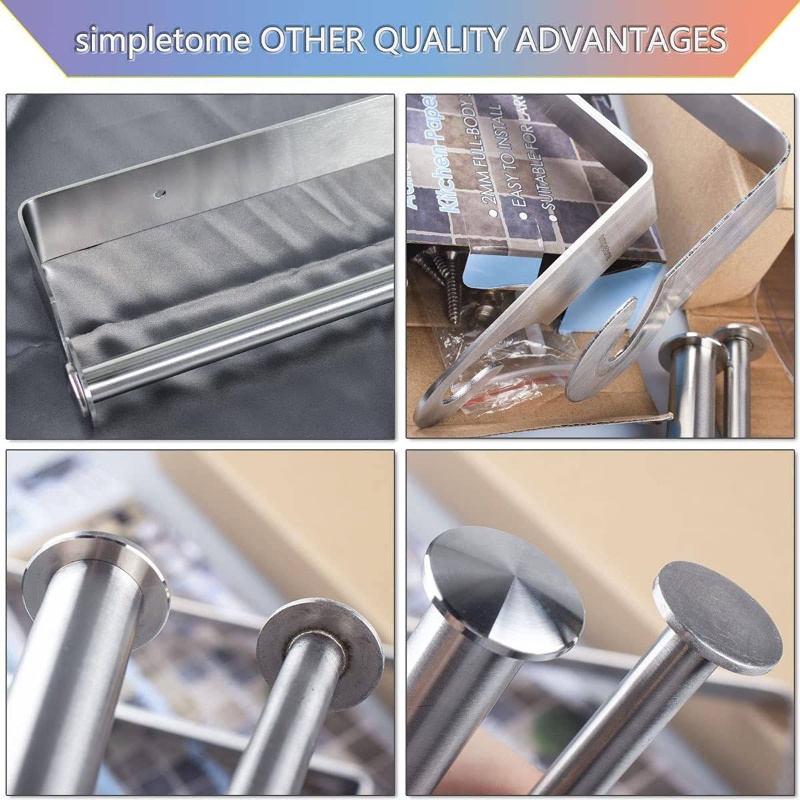 kitchen paper towels holder under cabinet   or drilling installation brushed sus304 stainless steel silvery, napkin holder for table, tissue box holder, tissue box cover, tissue holder Product details 4