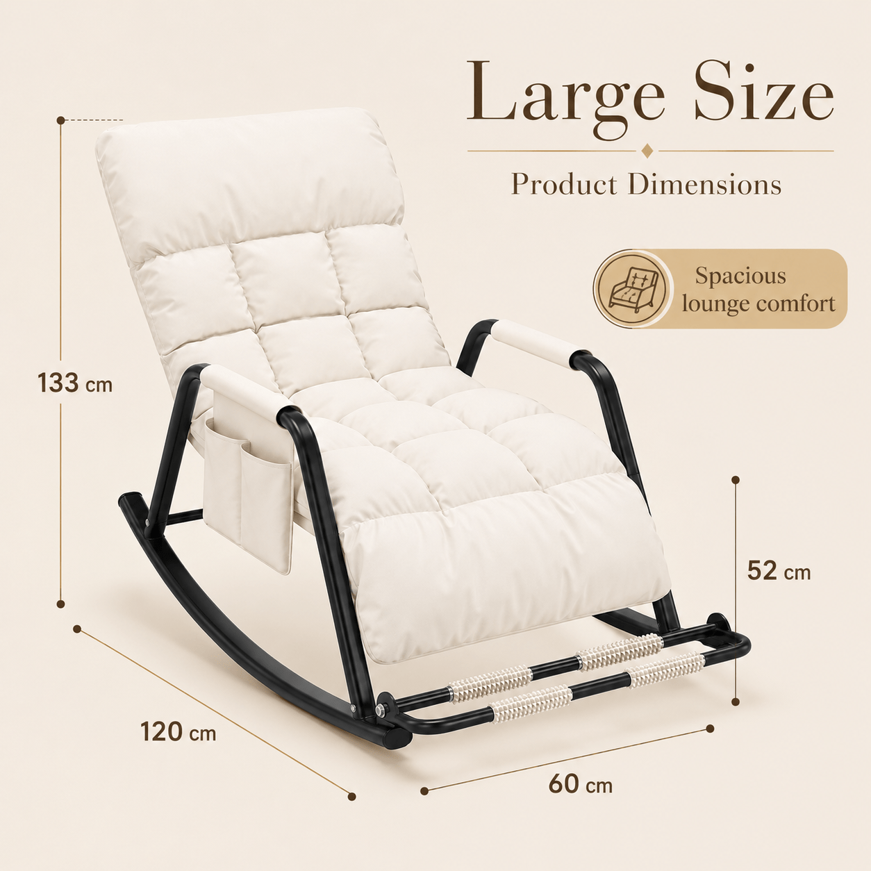 TEMU White Single Reclining Chair, Small & Large Sizes , 5-level Adjustable Backrest & Armrests, Comfortable Reading Lounger For Patio, Balcony &