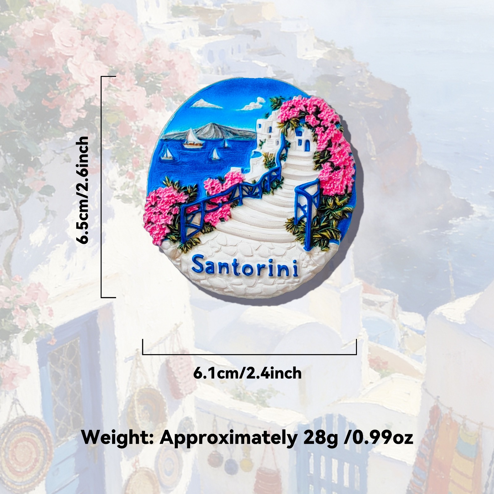 TEMU 1 stuks Santorini Vulkanische Blauw Zee Wit Zeil 3D Resin Koelkastmagneet, Creatieve Keuken Decoratie, Beroemde Landschap Magneet, Cadeau voor