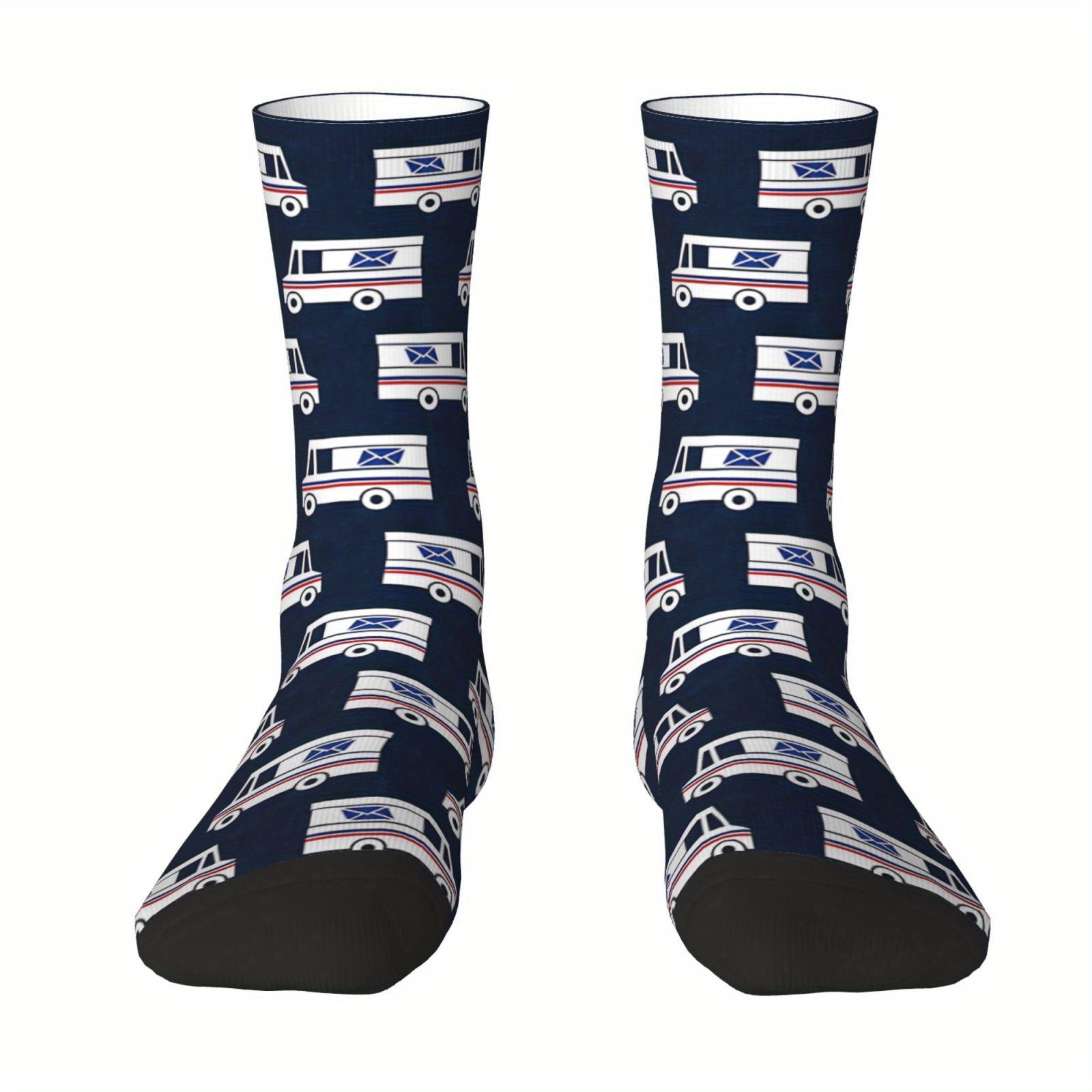 TEMU 1 Pair Blue Novelty Print Socks, Cartoon Theme, Digital Printing Craft. Unisex Novelty Print Socks, Ideal For Home, Outdoor Leisure, Sports, And