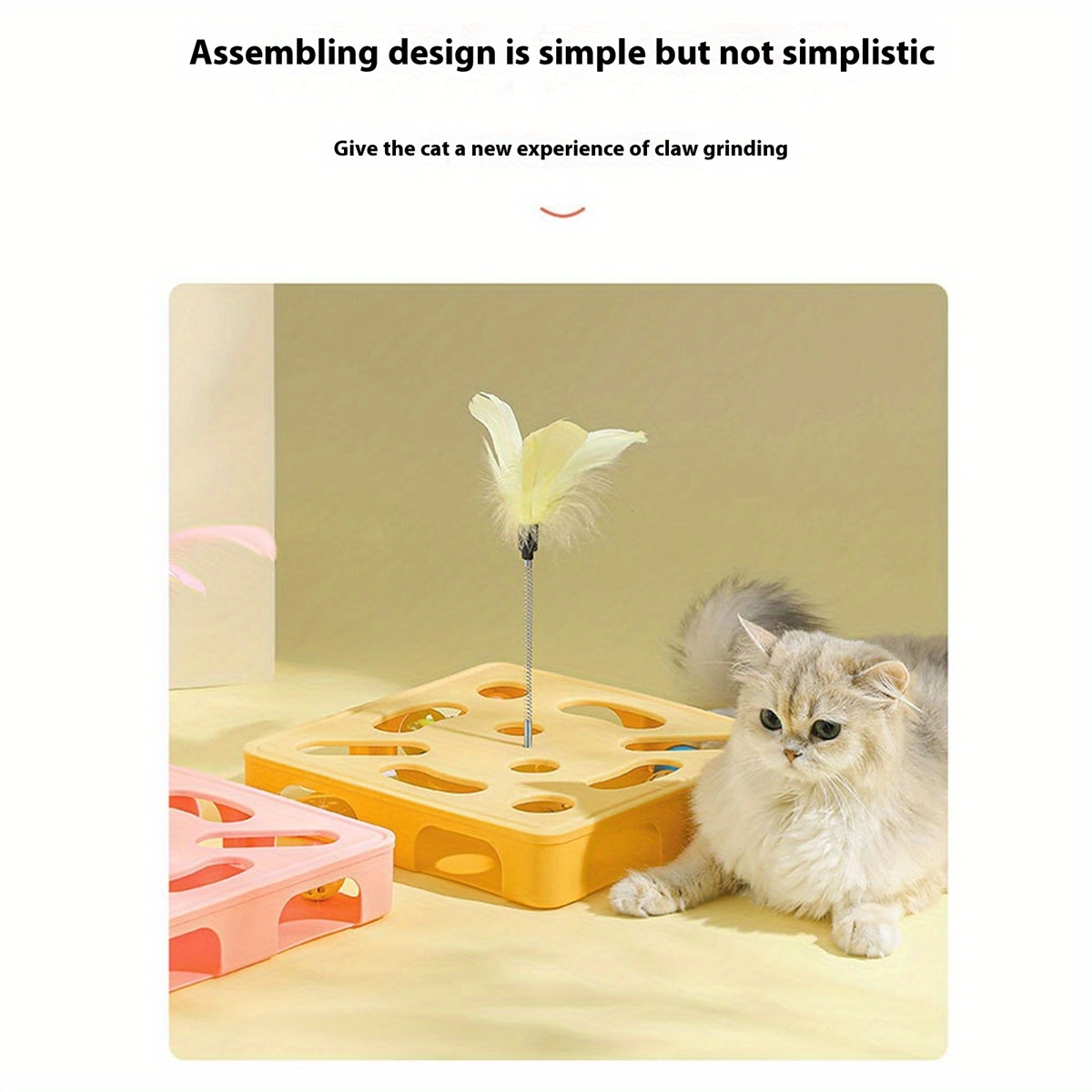 2-in-1 Cat Feather Toy with Rolling Balls