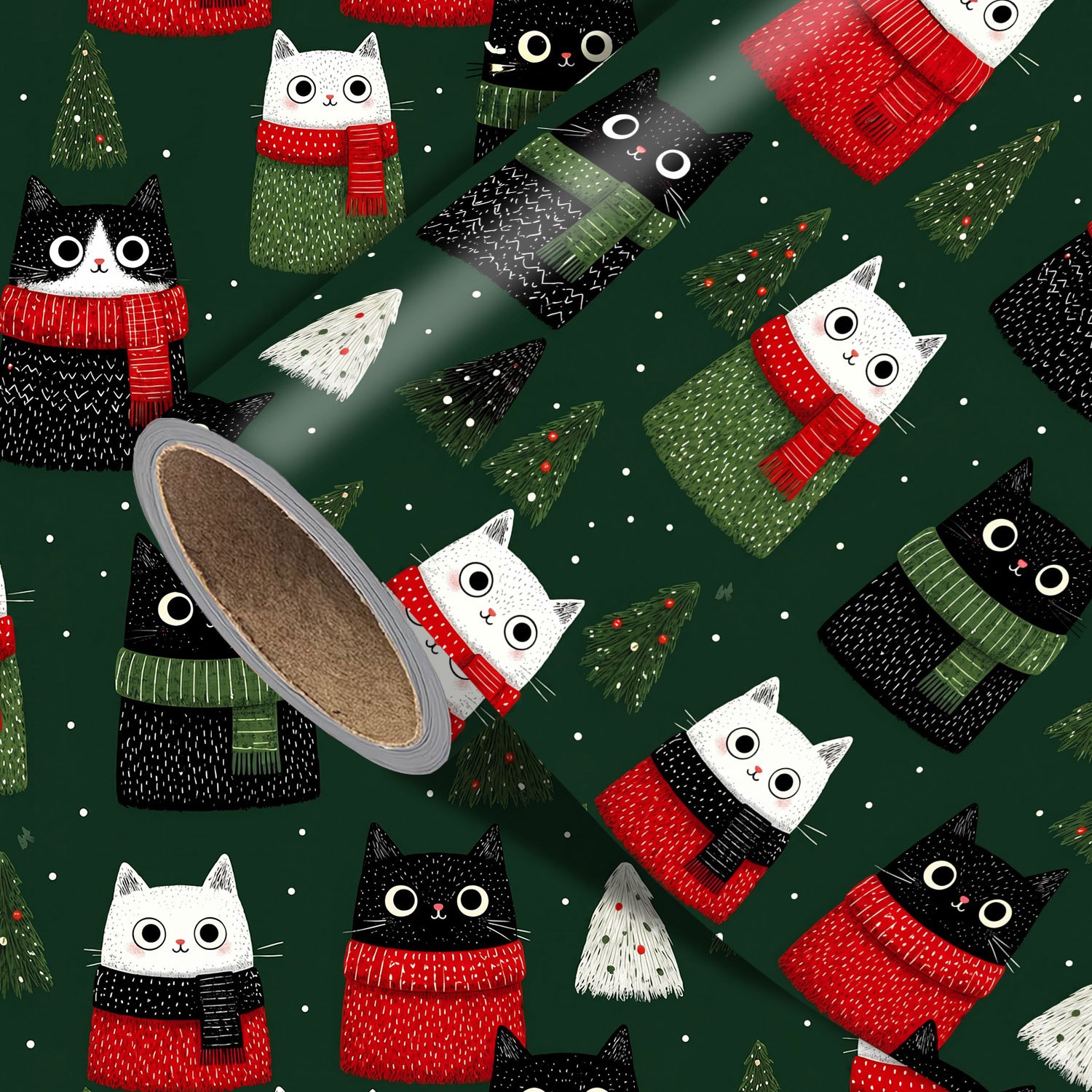 TEMU Christmas Wrapping Paper Roll - Measures 17.7 Inches X 118 Inches, Cute Christmas Cat, Wrapping Xmas Gifts, Making Party Decorations, And