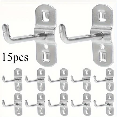 item picture 15pcs heavy duty metal wall mounted pegboard hooks with square hole industrial style for tool organizer for workshop cabinet or home storage rack for tools additions workshop organization wall hooks for tools