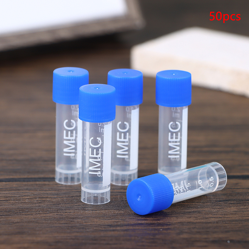 50pcs 1. 8ml(2ml) Plastic Graduated Plastic Test Tube Freezing Tube Sample Tubes With Screw Cap