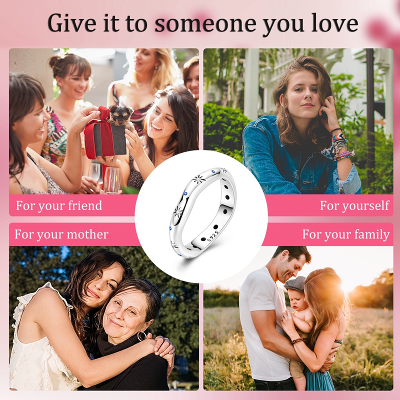 Women's Galaxy Ring in 925 Silver, Statement Design Gift