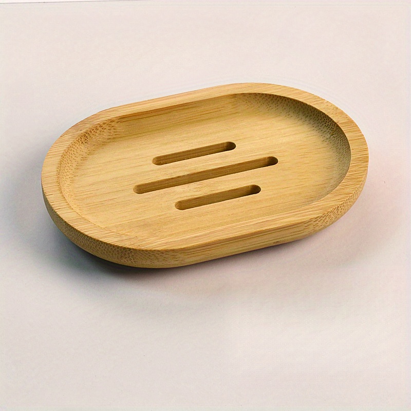 Image of Bamboo Soap Dish, Drain Soap Holder, Bathroom Toilet Drain Soap Tray, / Dish, Soap Box Organizer, Countertop Drain Rack Soap