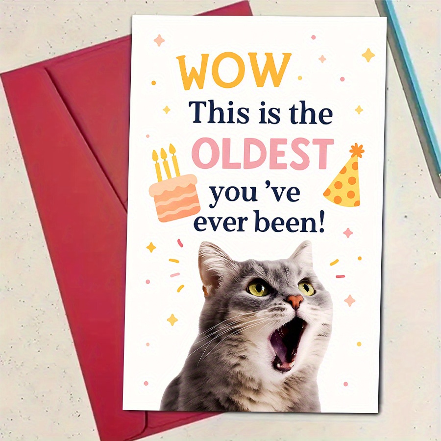 TEMU 1 Unique Birthday Card Designed For Cat Enthusiasts, Making It An Ideal Present For , Family, Or Colleagues Who Appreciate Humor. Comes With An