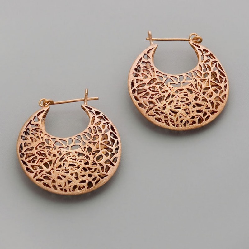 Women's Boho Large Filigree Hoop Earrings, Unique Design