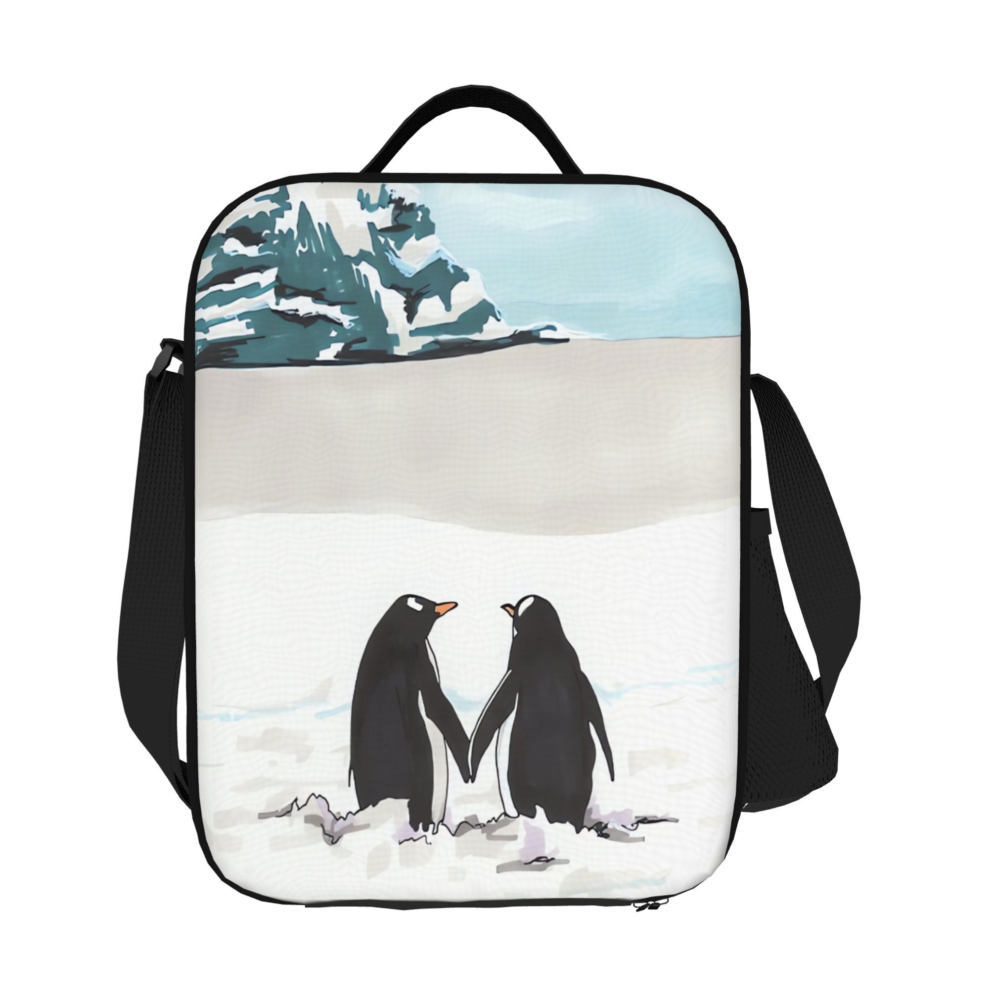 item picture penguins   insulated lunch   suitable for     cute penguin compatible cooler   with zipper closure hand washable rectangular lunch box holder for non food contact