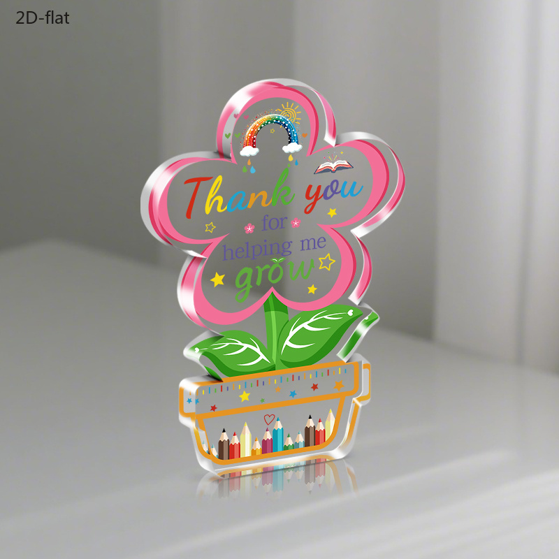 2d flat whimsical floral acrylic desktop decoration suitable for birthdays graduations teacher gifts elegant minimalist flower sign for classrooms office 2d tabletop plaque for housewarming and   2d flat