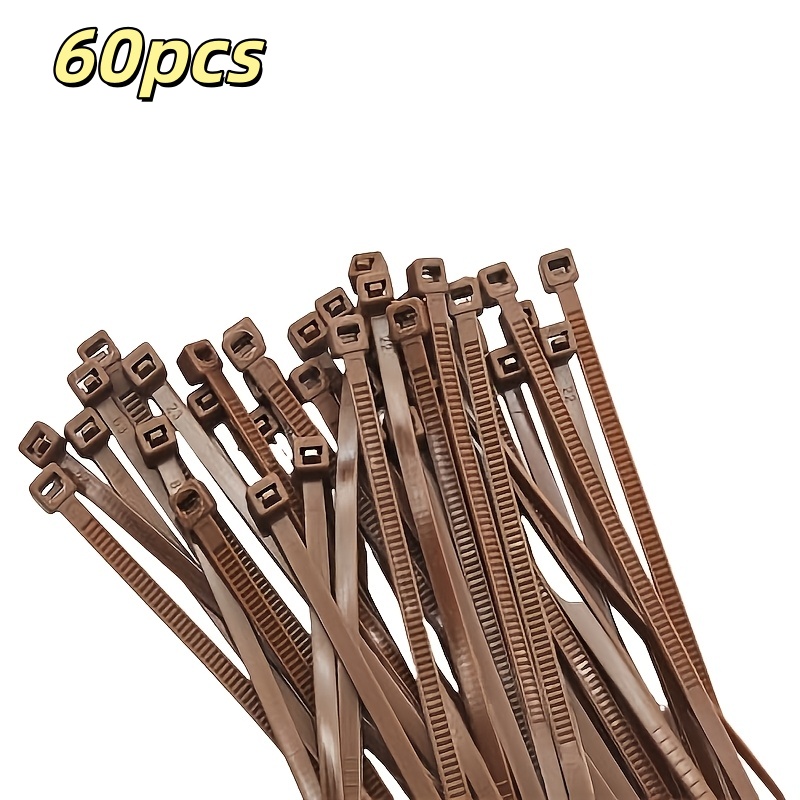 60pcs 100mm X 2.5mm Self-locking Nylon Cable Ties, Brown, Disposable Locking Flexible Cable Ties