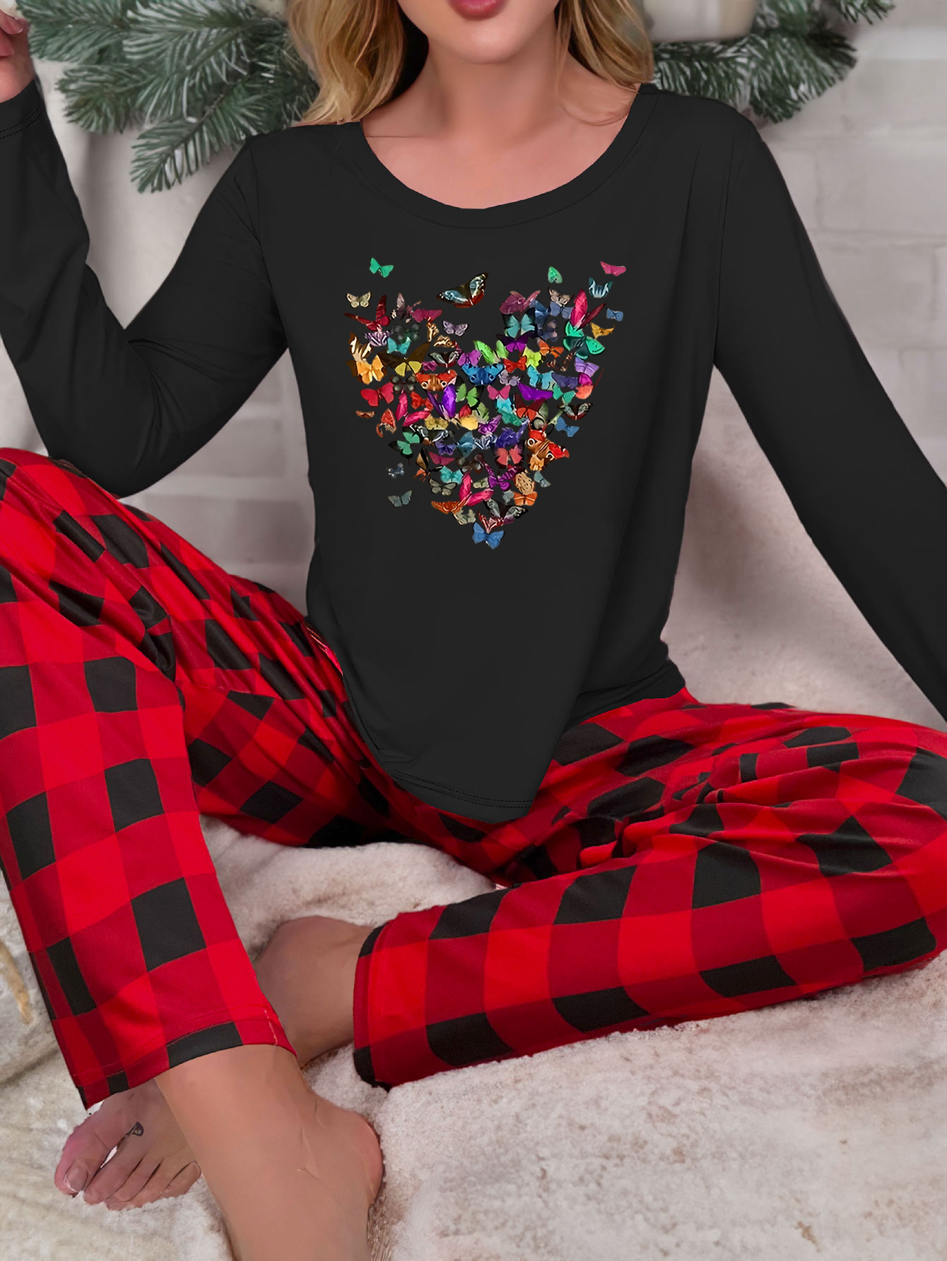 Damen Schlafanzug Winter - Flanell Pyjama 2-teilig Langärmelig