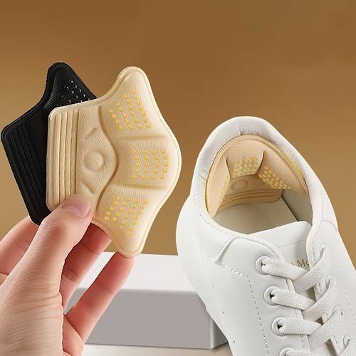 self thickened sponge insoles anti friction heel pads adjustable to smaller size for larger shoes black beige athletic shoe insoles casual shoe protective insoles invisible padding breathable material soft filling