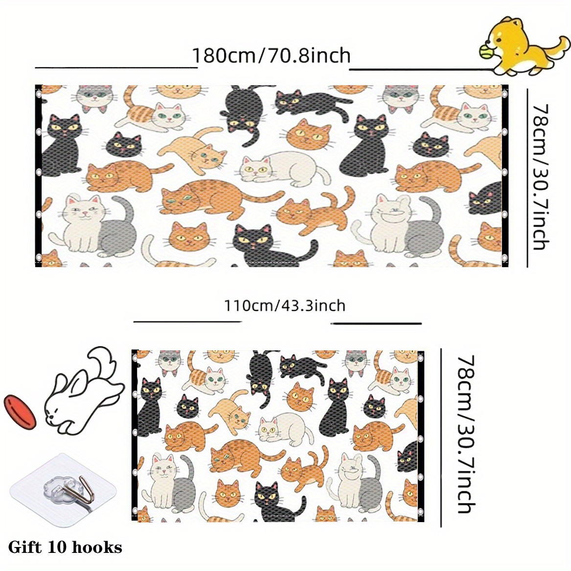 TEMU Jit1pc Cat Pattern Background Design Pet Isolation Net, Safe Portable Folding Fence Safety Gate, 2d Flat Suitable For Corridors, Doorways, And ,