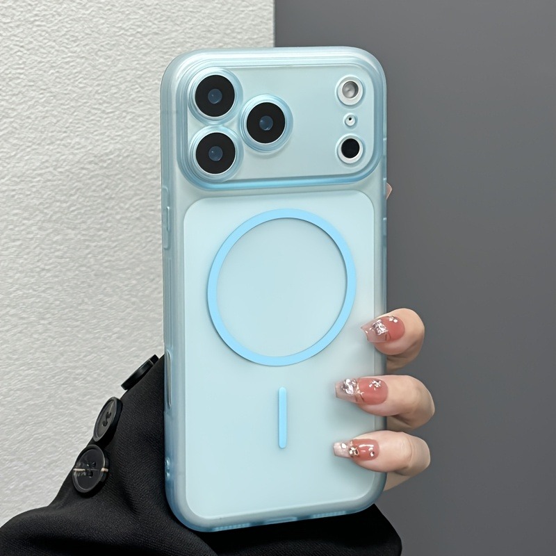 TEMU para Teléfono - Carcasa: Blanda Transparente Esmerilada Magnética Mate Compatible con iPhone 17 Pro/17 Pro Max, Nueva para iPhone 17, Anti-Caída