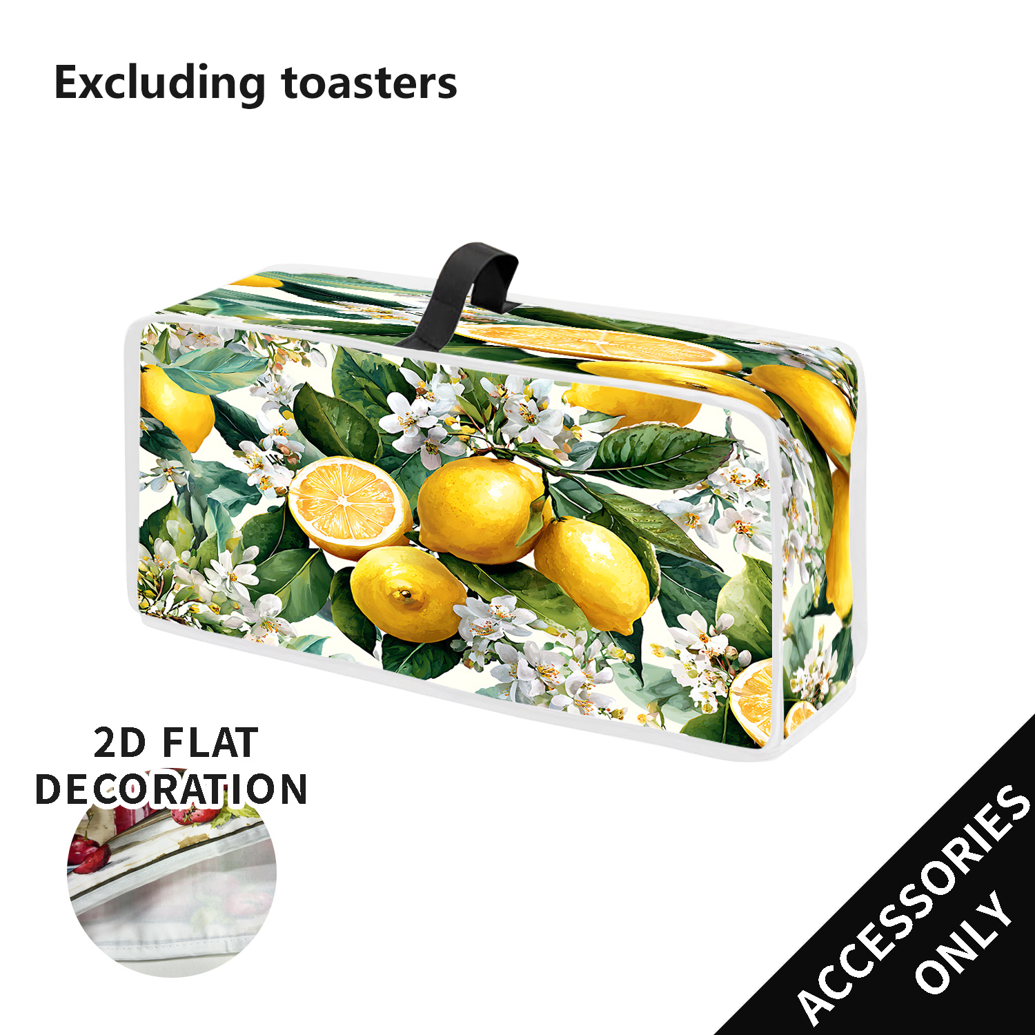 TEMU For Toaster Compatible With Lemons/flowers/leaves Toaster Cover - Machine-washable Dust, Decorative Appliance Cover For Countertop Toasters